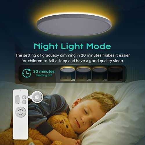 Roomratv Flush Mount Ceiling Light Fixture with Remote Control Nightlight - Image 5