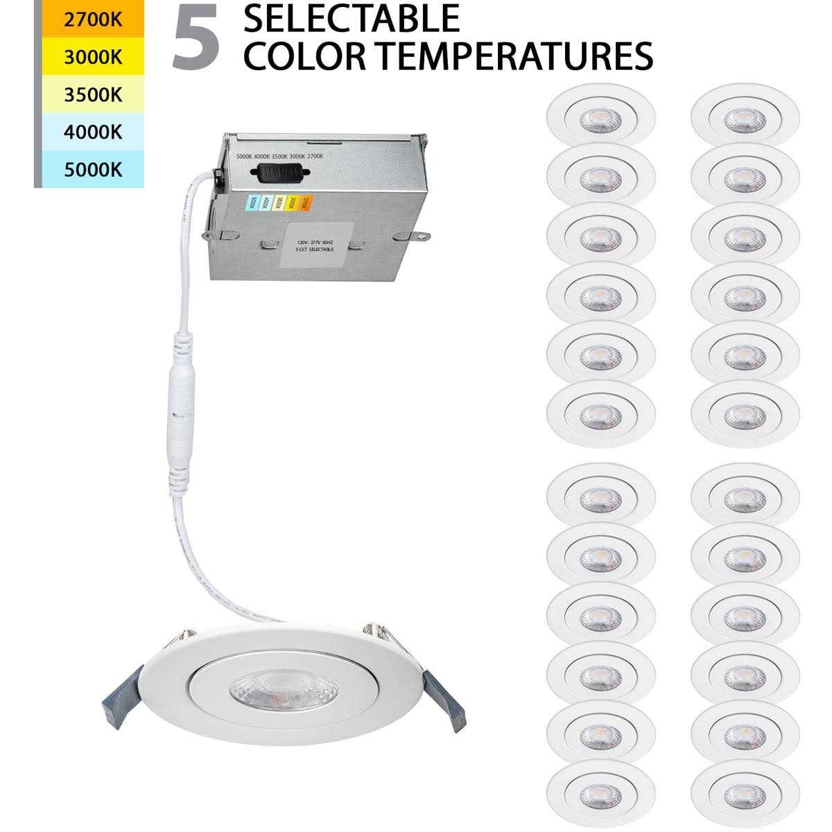 WAC Lighting Lotos Four in. LED Round Adjustable Recessed Light Kit R4ERAR-W9CS-WT - Image 5