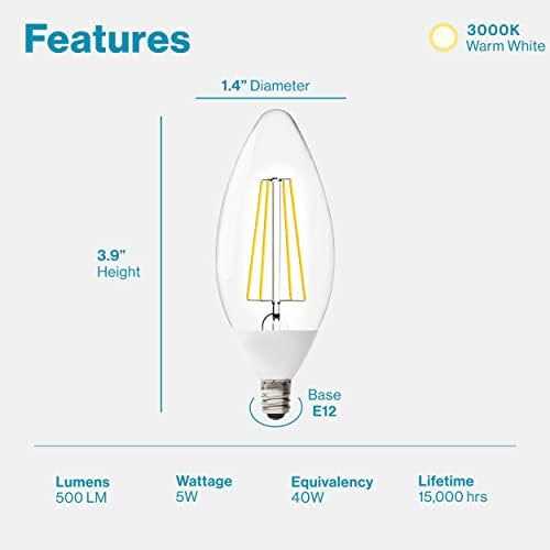Sunco Lighting Sunco Dusk to Dawn Light Bulb Outdoor Candelabra LED B11 - Image 4