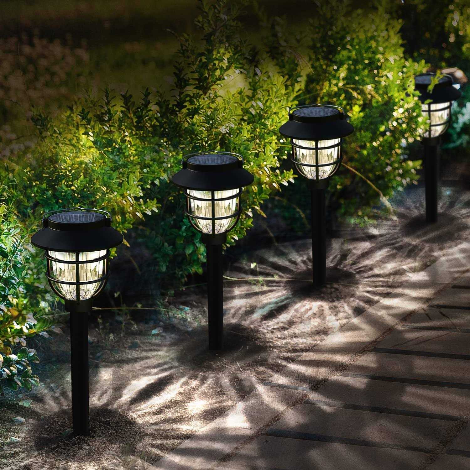 Springwind 10 Pack Solar Pathway Lights Outdoor Bright Solar Powered Garden Lights with Warm White LED