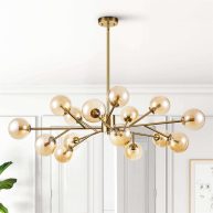 RRTYO 15-Light Modern Sputnik Branch Cluster Glass Globe Bubble Chandelier