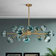 RRTYO 15-Light Modern Sputnik Branch Cluster Glass Globe Bubble Chandelier