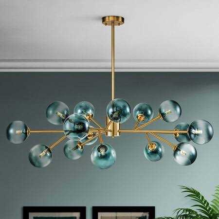RRTYO 15-Light Modern Sputnik Branch Cluster Glass Globe Bubble Chandelier