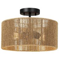 True Fine Dorn 2-Light Woven Rope Drum Semi-Flush Mount Ceiling Light
