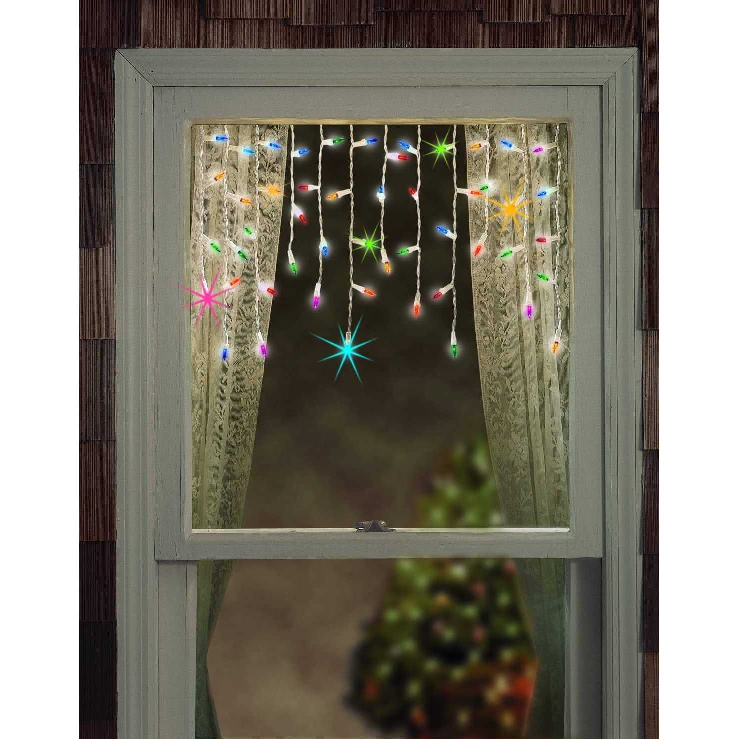 Tupkee Shimmering Twinkle Window Icicle Lights 3 Feet 50 Clear Incandescent Christmas Indoor Outdoor Random Twinkle Icicle Lights - Image 2