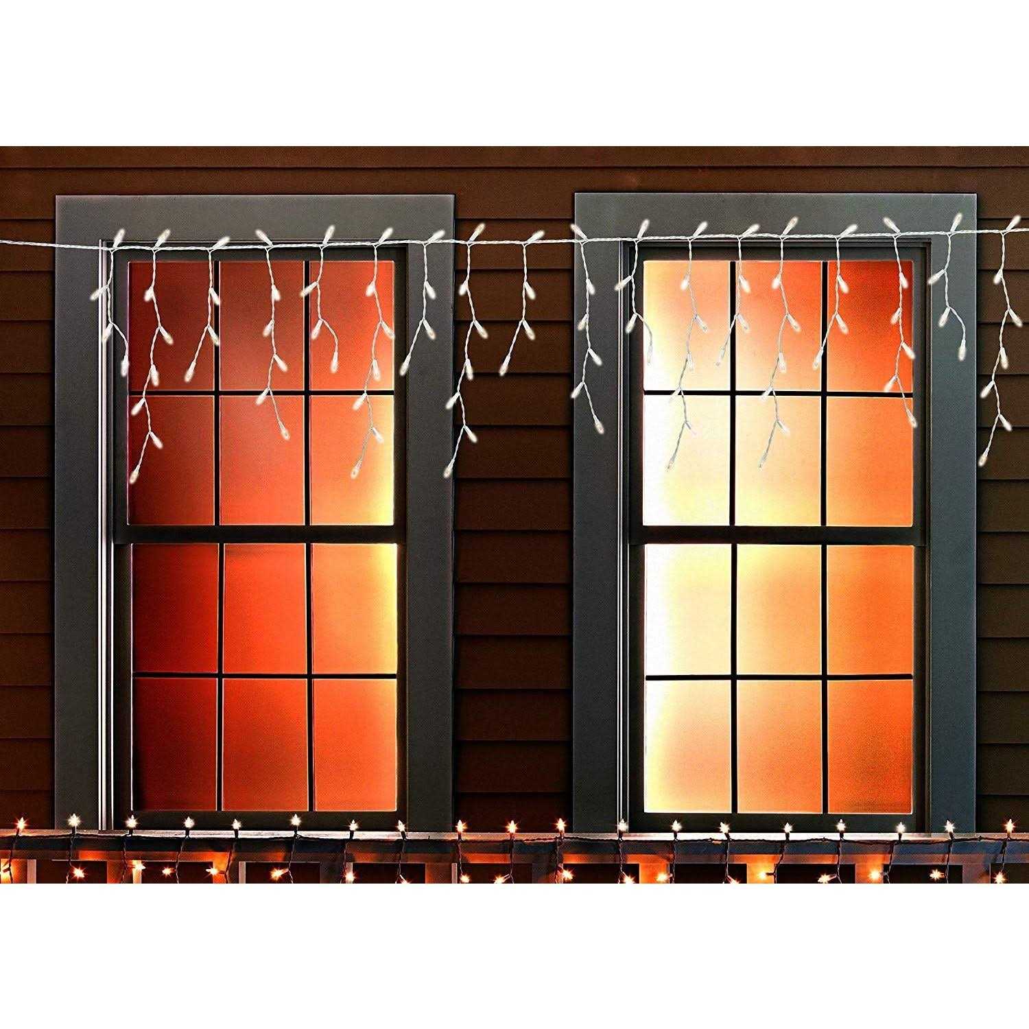 Tupkee Shimmering Twinkle Window Icicle Lights 3 Feet 50 Clear Incandescent Christmas Indoor Outdoor Random Twinkle Icicle Lights - Image 4