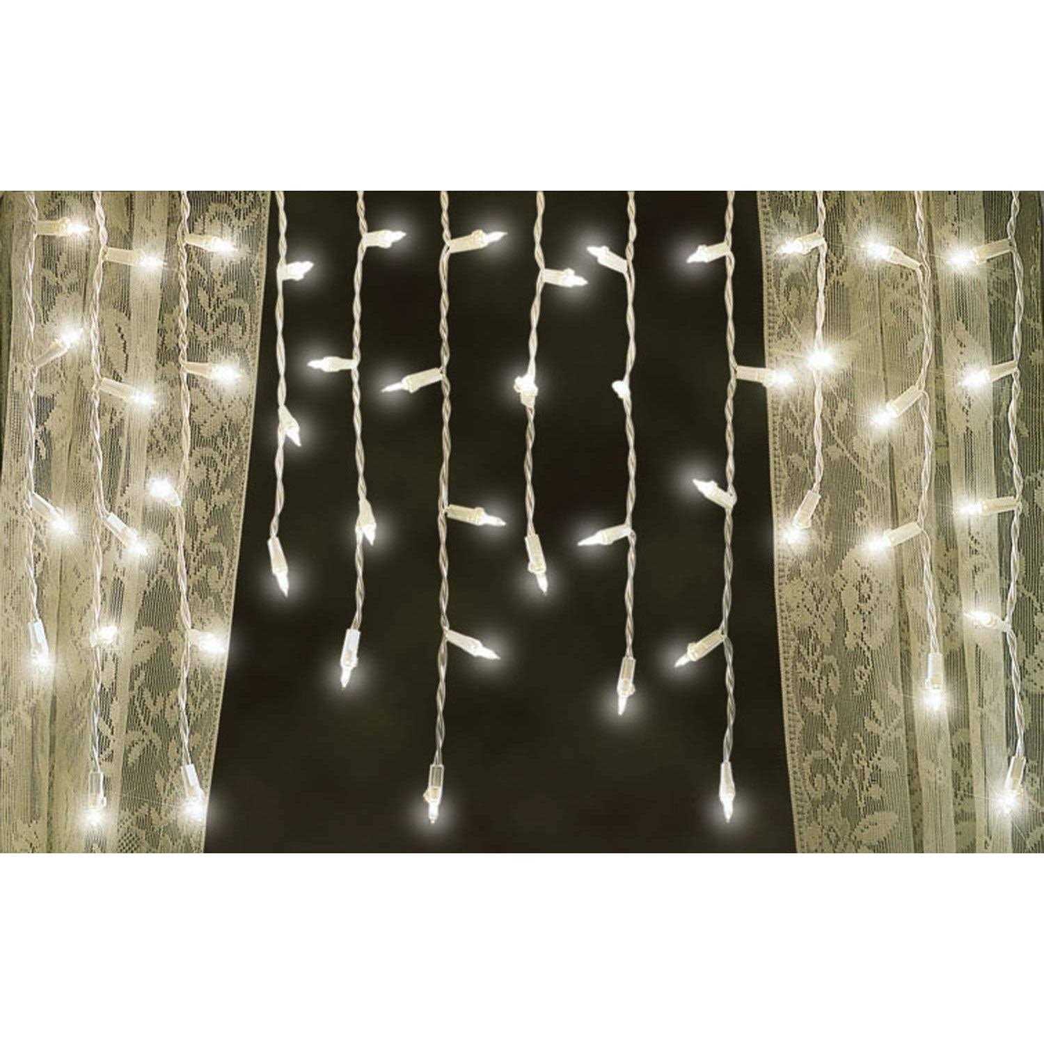 Tupkee Shimmering Twinkle Window Icicle Lights 3 Feet 50 Clear Incandescent Christmas Indoor Outdoor Random Twinkle Icicle Lights - Image 5