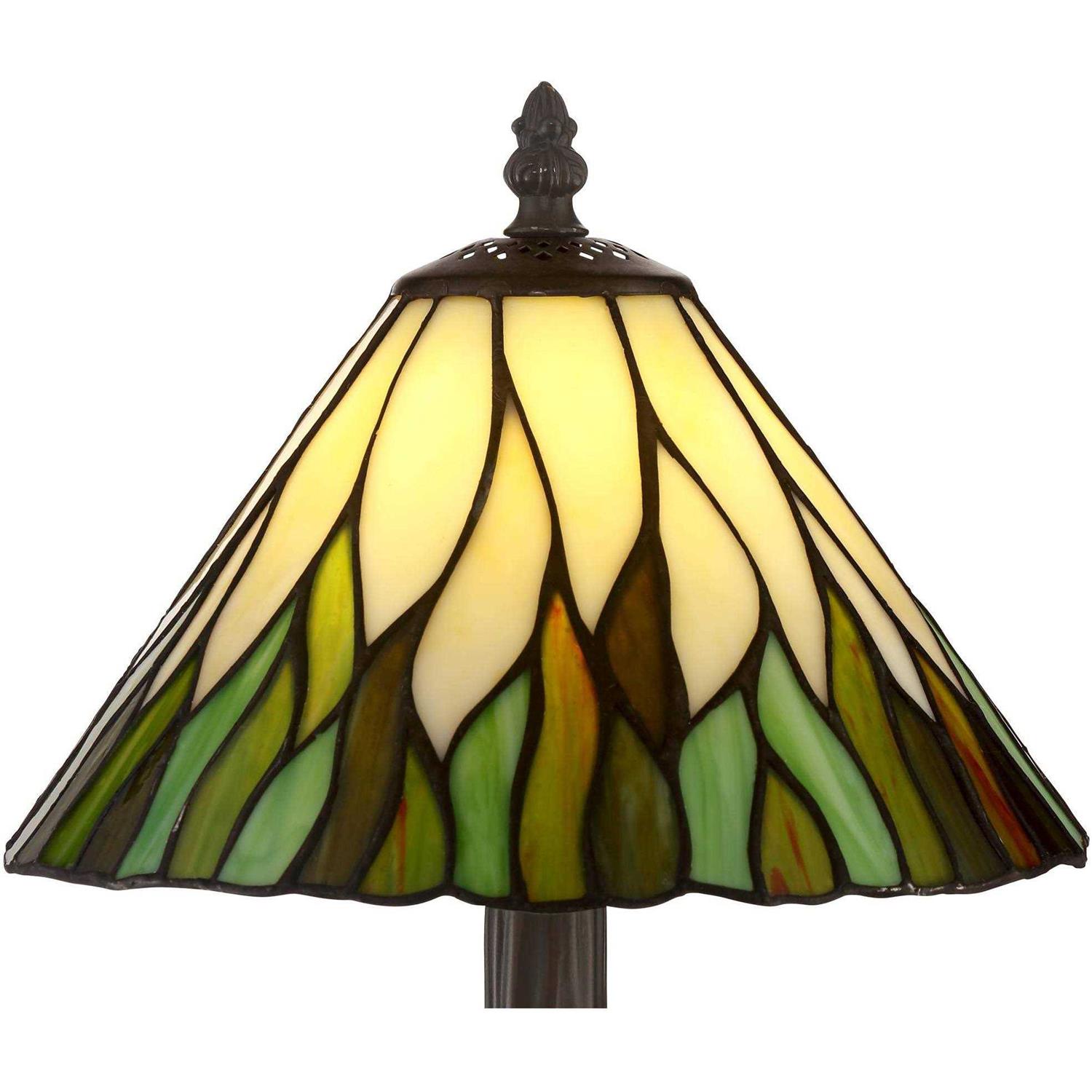 Robert Louis Tiffany Foglia Cottage Accent Table Lamp 14 1/2 High Brown Tree Stained Glass Shade for Bedroom Bedside Nightstand Office Kids House - Image 2