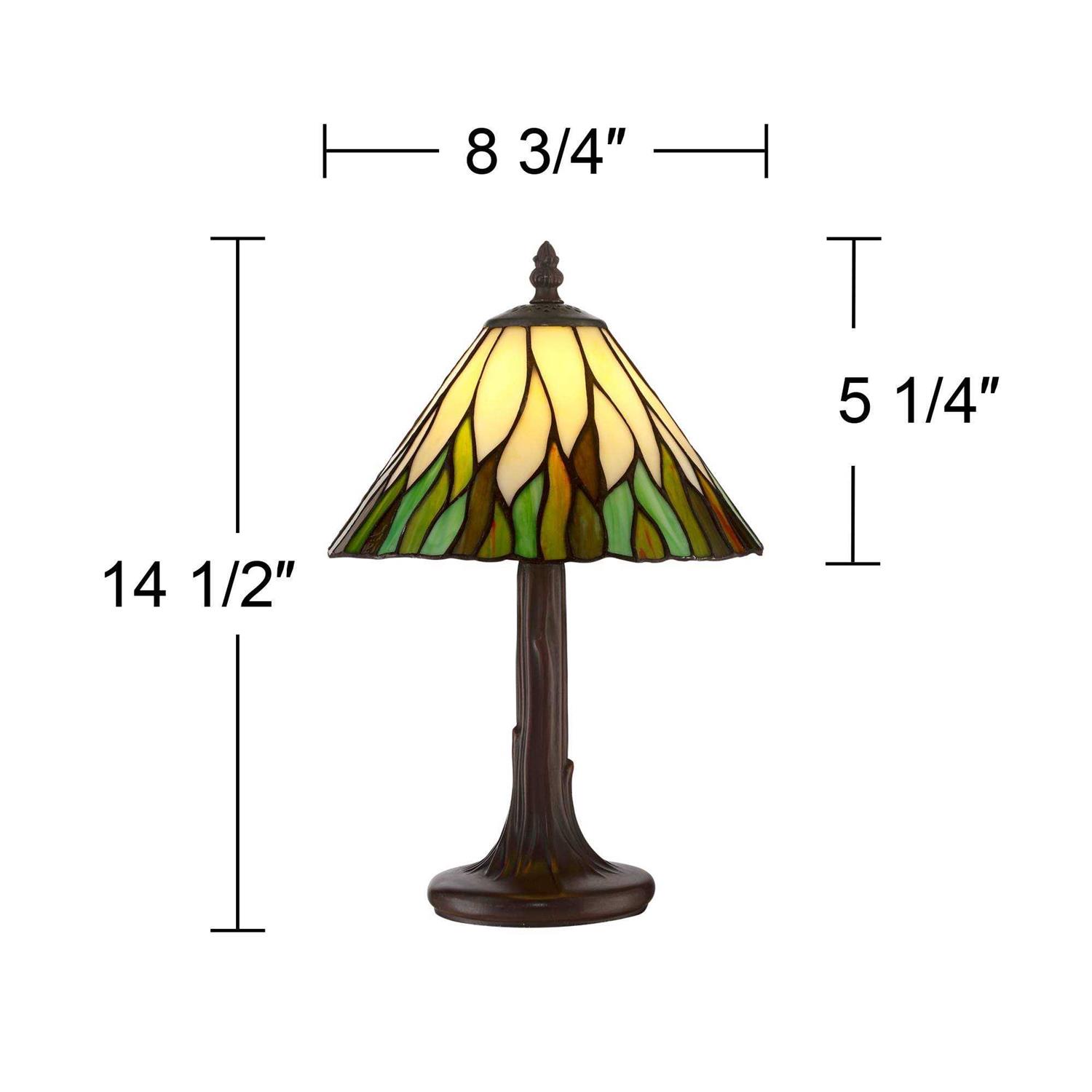 Robert Louis Tiffany Foglia Cottage Accent Table Lamp 14 1/2 High Brown Tree Stained Glass Shade for Bedroom Bedside Nightstand Office Kids House - Image 4