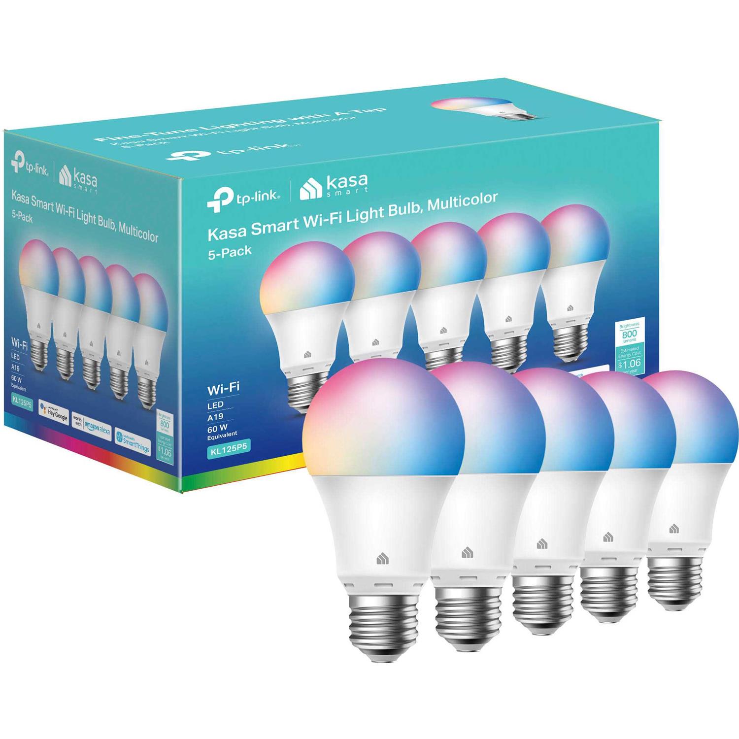 TP-Link 5 Piece Kasa A19 Wifi Smart Alexa & Google Assistant LED Light Bulbs - Image 2