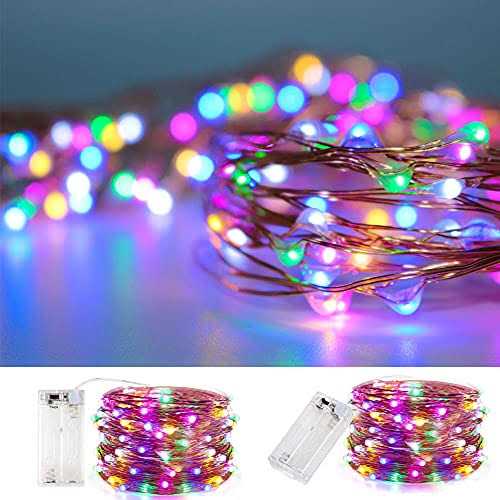 String Lights Waterproof Led String Lights,2 Pack 20ft 60 Led Festival Decorations Crafting Battery Powered Copper Wire Starry Fairy Lights