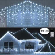Toodour Christmas Icicle Lights 29.5ft 360 Led 8 Modes Window Curtain Fairy Lights with 60 Drops