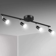 Unicozin LED 4 Light Track Lighting Kit Black 4 Way Ceiling Spot Lighting