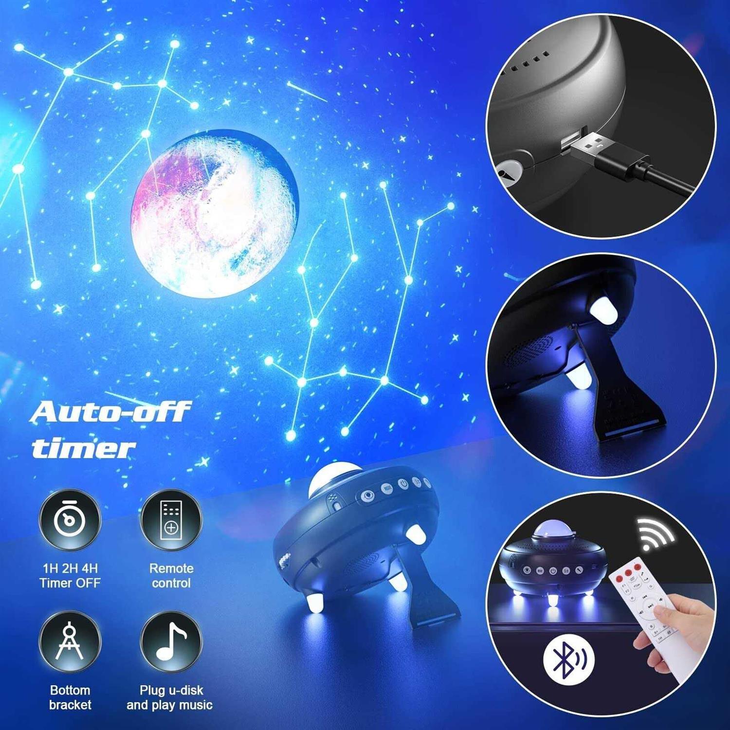 Star Projector, Galaxy Projector Night Light with 12 Constellations and 15 Planets Galaxy Light Projector with Bluetooth Music Speaker & Voice and - Image 3