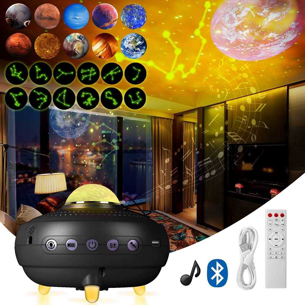 Star Projector, Galaxy Projector Night Light with 12 Constellations and 15 Planets Galaxy Light Projector with Bluetooth Music Speaker & Voice and - Image 4