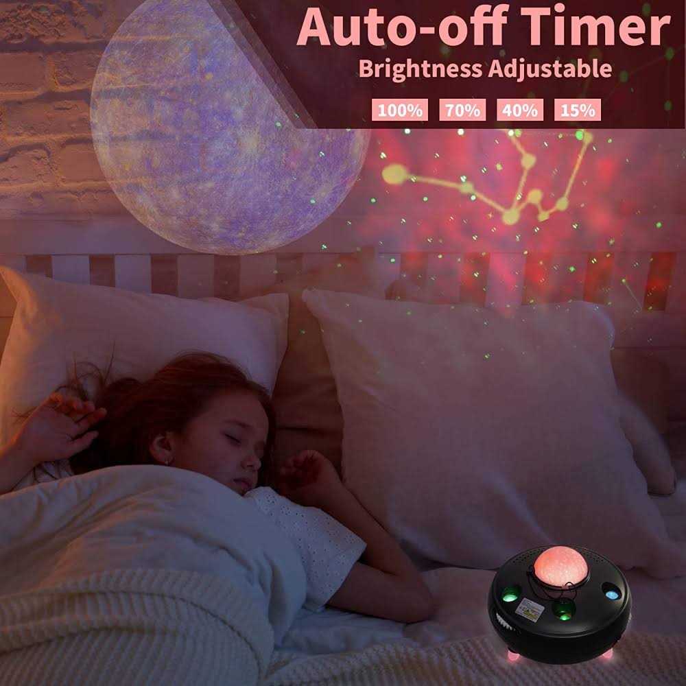 Star Projector, Galaxy Projector Night Light with 12 Constellations and 15 Planets Galaxy Light Projector with Bluetooth Music Speaker & Voice and - Image 5