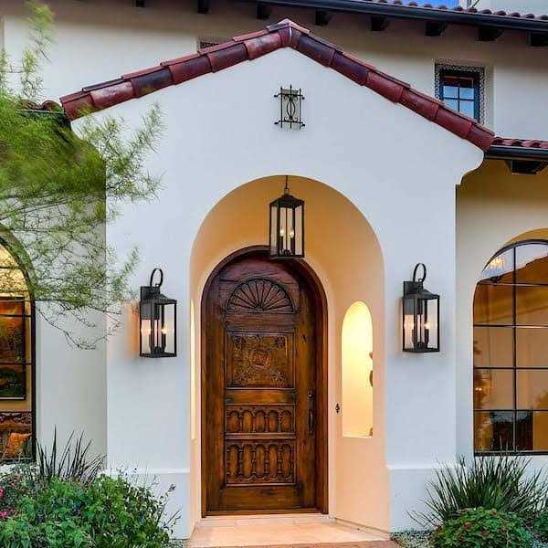 True Fine Jefferson 2-Light 25.7 in. Black Large Outdoor Wall Lantern Sconce Light TD40021OT - Image 3