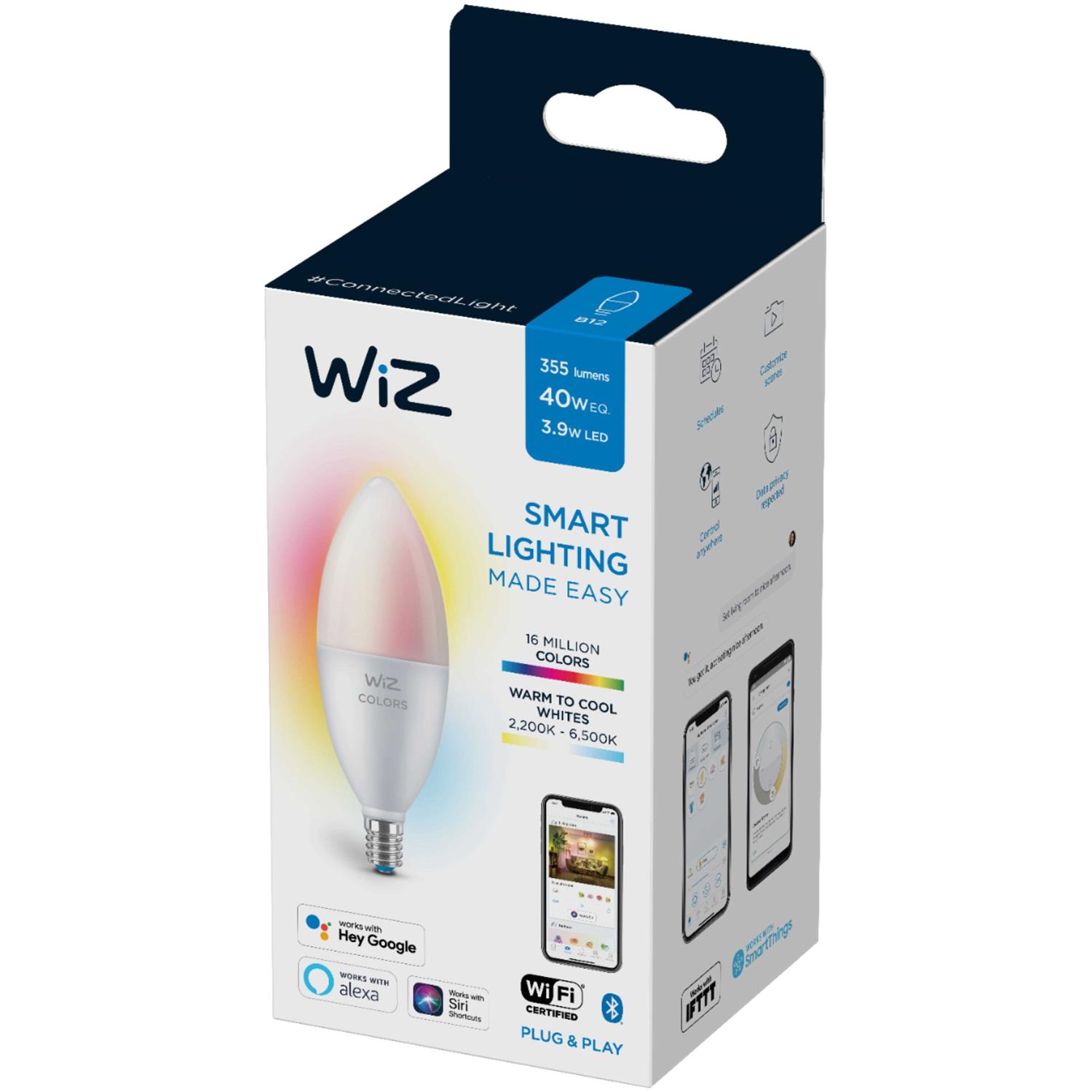WiZ LED 40W B12 Color Candle Bulb