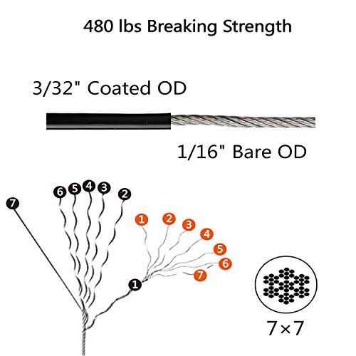 String Lights Hanging Kit,Globe String Lights Suspension Kit,Outdoor Light Guide Wire,Includ 164 Ft Nylon-Coated Stainless Steel Wire Rope Cable - Image 4