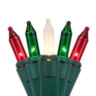 Wintergreen Lighting Commercial 100 Red Green White Frost Christmas Mini Lights