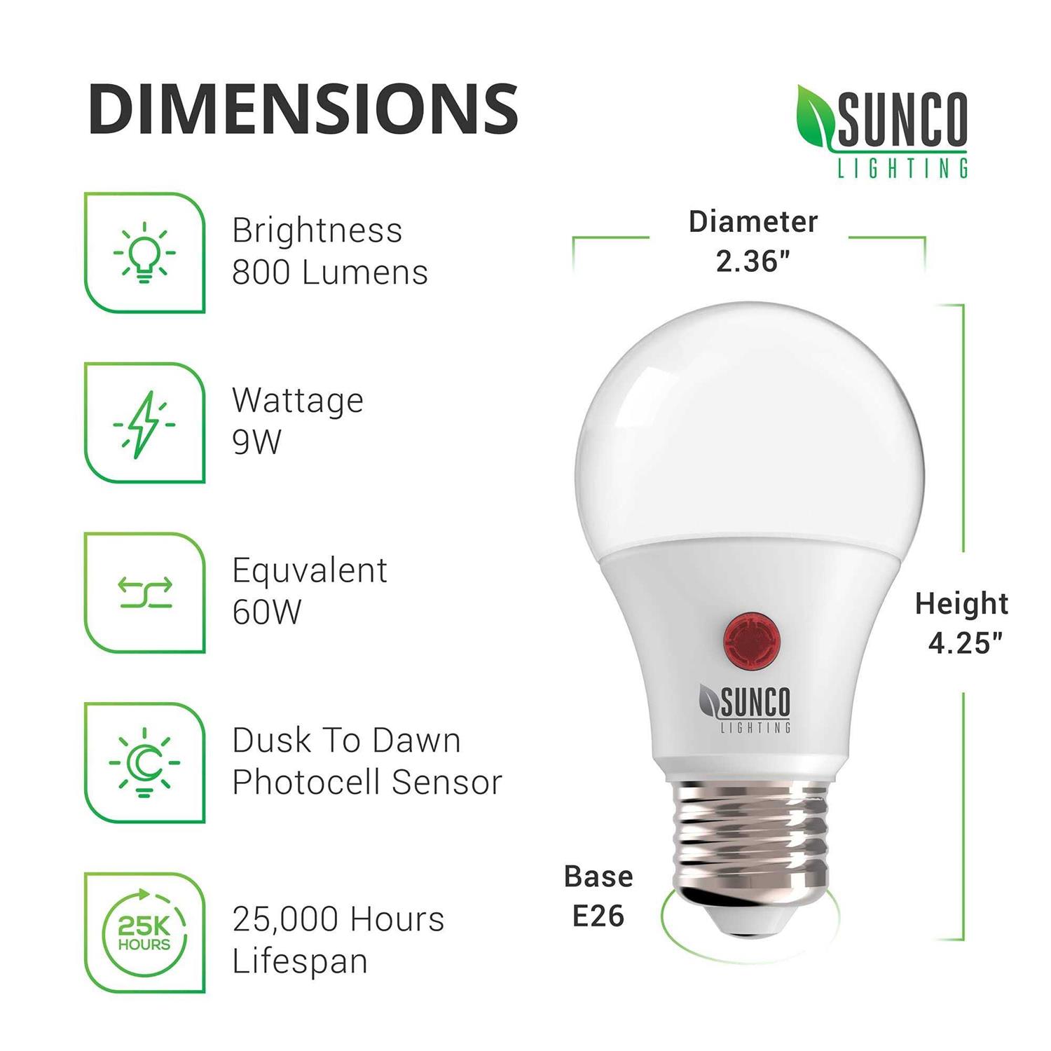 Sunco Lighting A19 Dusk to Dawn 9W LED Light Bulb - Image 2