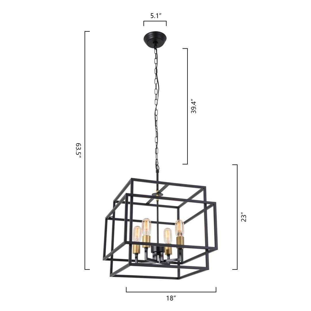 Worton 4 Light Lantern Square Chandelier Willa Arlo Interiors - Image 3