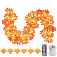 Thanksgiving Decorations Fall Garland String Lights with Timer and Remote