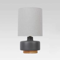 Threshold Ceramic Table Lamp with Wood Base