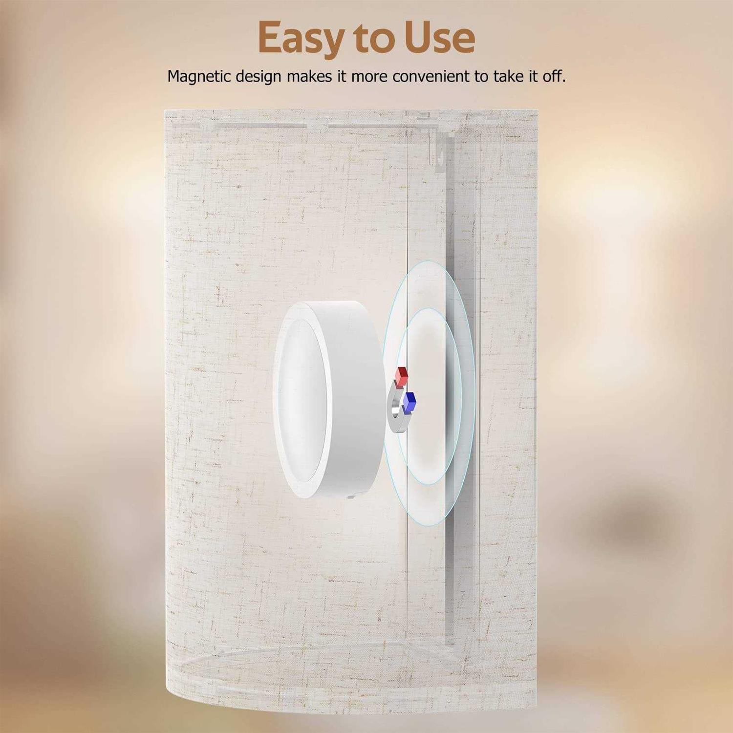 Tivkight Wall Sconces Set of Two Battery 3 Colors Changeable Dimmable Wall Lights Fixtures with Remote Control Fabric Wall Lamp - Image 4