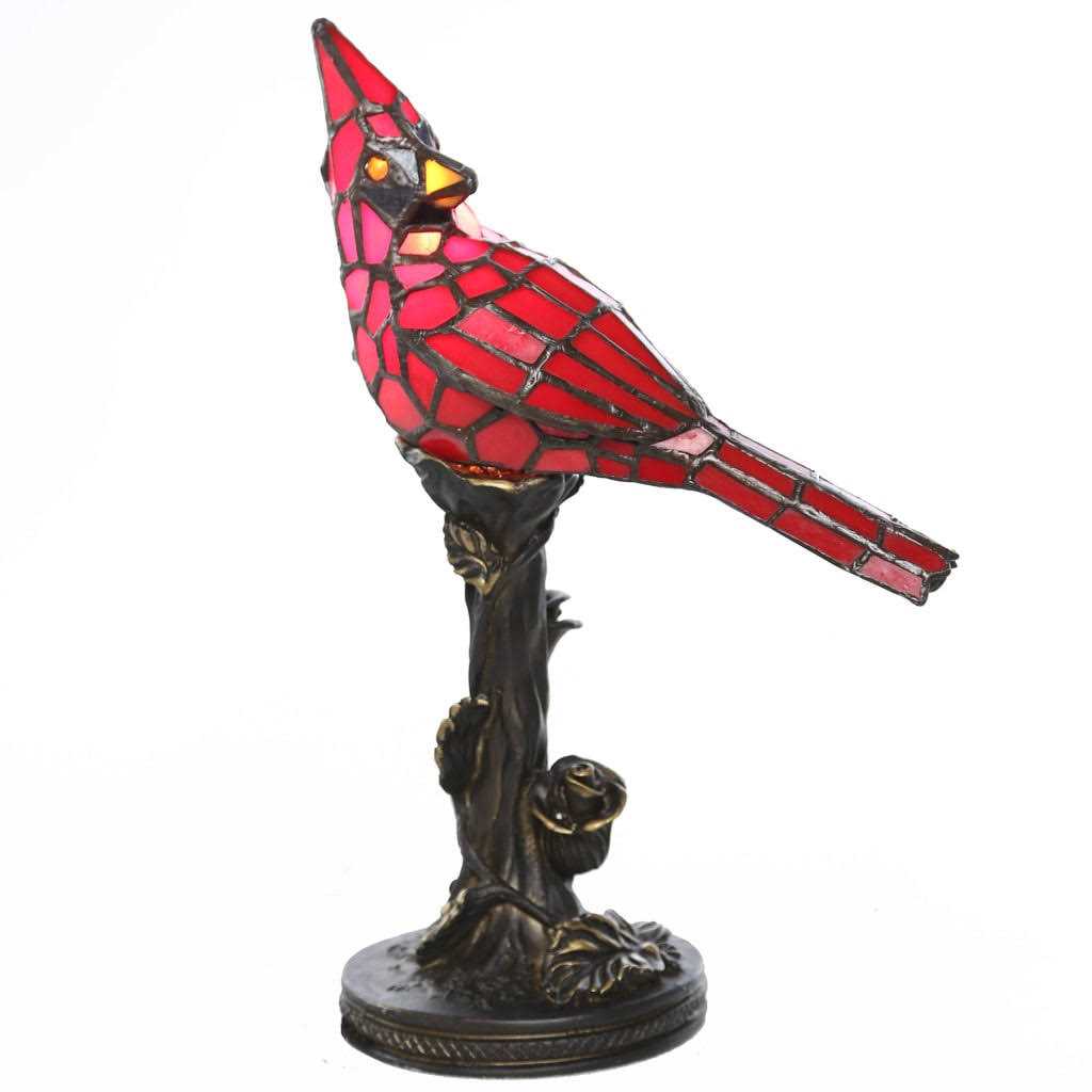 River of Goods Red Cardinal Stained Glass 13.5 Accent Lamp