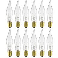 Sunlite 7CFC/25/12PK Flame Tip 7W Incandescent Petite Chandelier Light Bulb, Candelabra (
