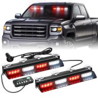 XRIDONSEN Emergency Dash Strobe Lights Safety Flashing Warning Hazard Interior Front/Rear Windshield Deck Split Light Bar w/digital