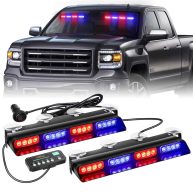 XRIDONSEN Emergency Dash Strobe Lights Safety Flashing Warning Hazard Interior Front/Rear Windshield Deck Split Light Bar w/digital