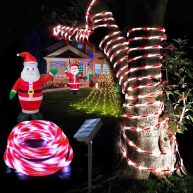 Solar outdoor Rope Lights 33ft 100Led Candy-color Waterproof Twinkle Lights for Wedding Patio Garden Christmas Halloween Party Holiday Trampoline