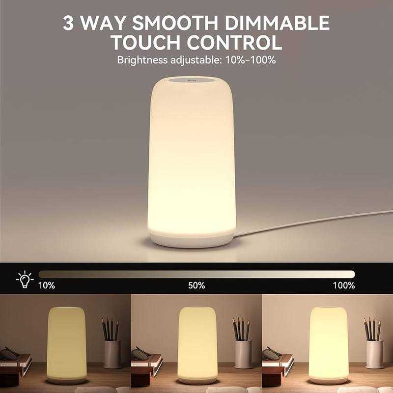Rootro Touch Bedside Table Lamp 3 Way Dimmable Small Lamp for Bedroom - Image 2