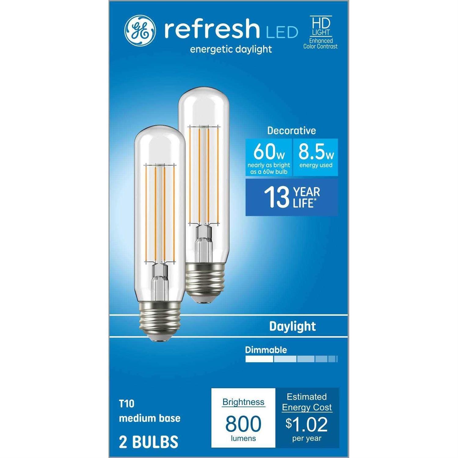 GE 60-Watt EQ T10 Daylight Medium Base Dimmable LED Light Bulb 93130808