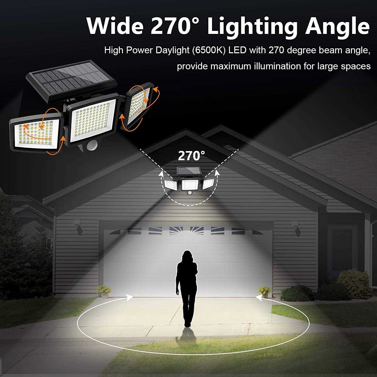 Szrsth Solar Lights Outdoor Waterproof Motion Sensor Security Lights with Wireless Remote Control - Image 2