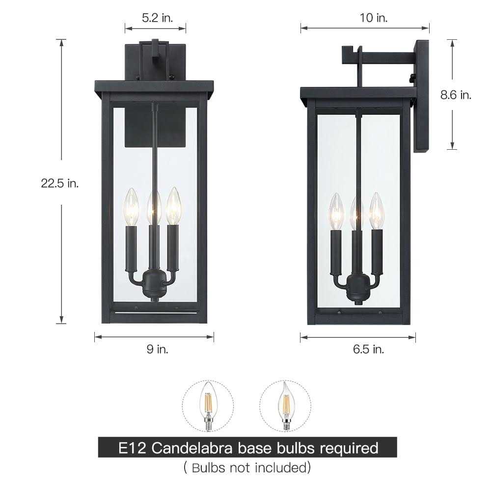 True Fine Forti 3-Light Large Black Outdoor Wall Sconce Lantern Light - Image 2