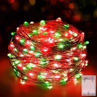 smacen led fairy Lights battery operated, 16.4ft red and green christmas String Lights,battery powered copper wire starry str