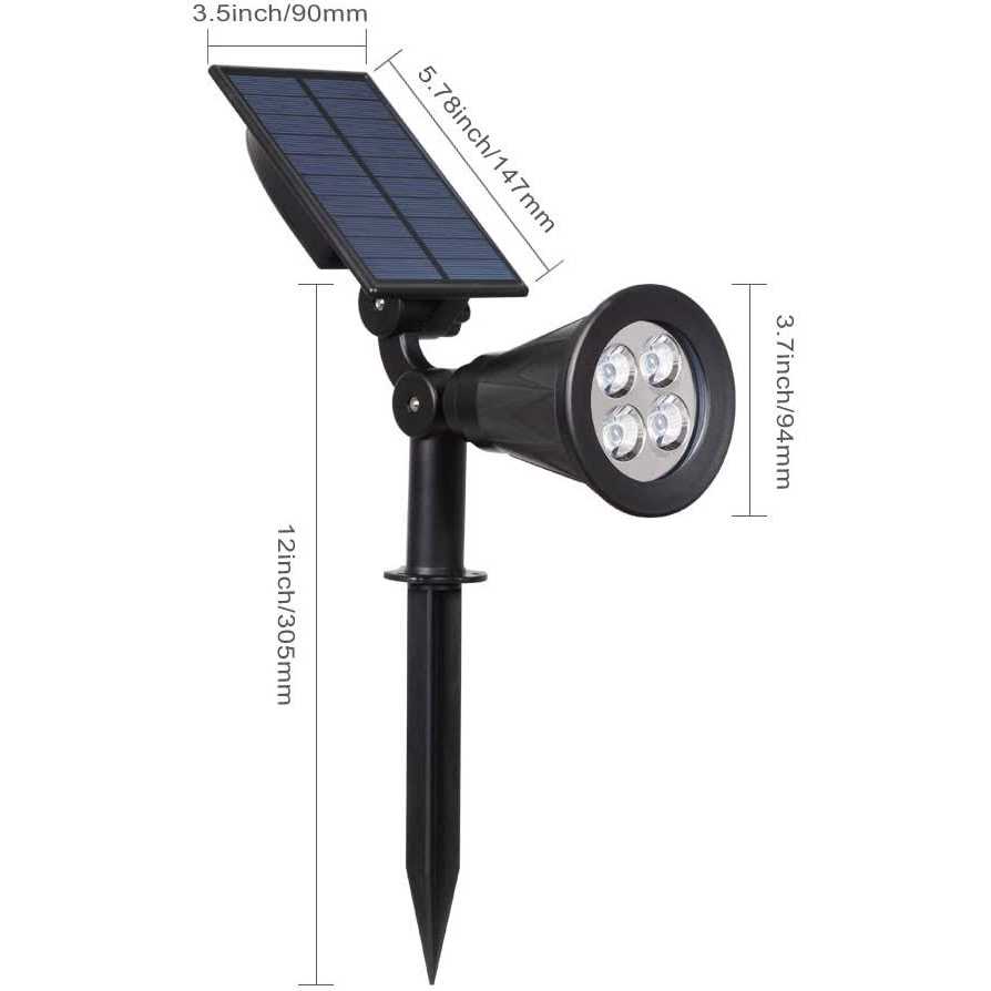 T-SUN Solar Spotlights Waterproof Outdoor Solar Spot Lights Auto-ON/Off Adjustable Solar Lights for Tree - Image 3