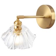 Shenmoyl Vintage Modern 1 Light Wall Sconces Tulip Glass Lampshade 180 Degree Adjustable Brass Sconces Wall Lighting Fixture with Switch