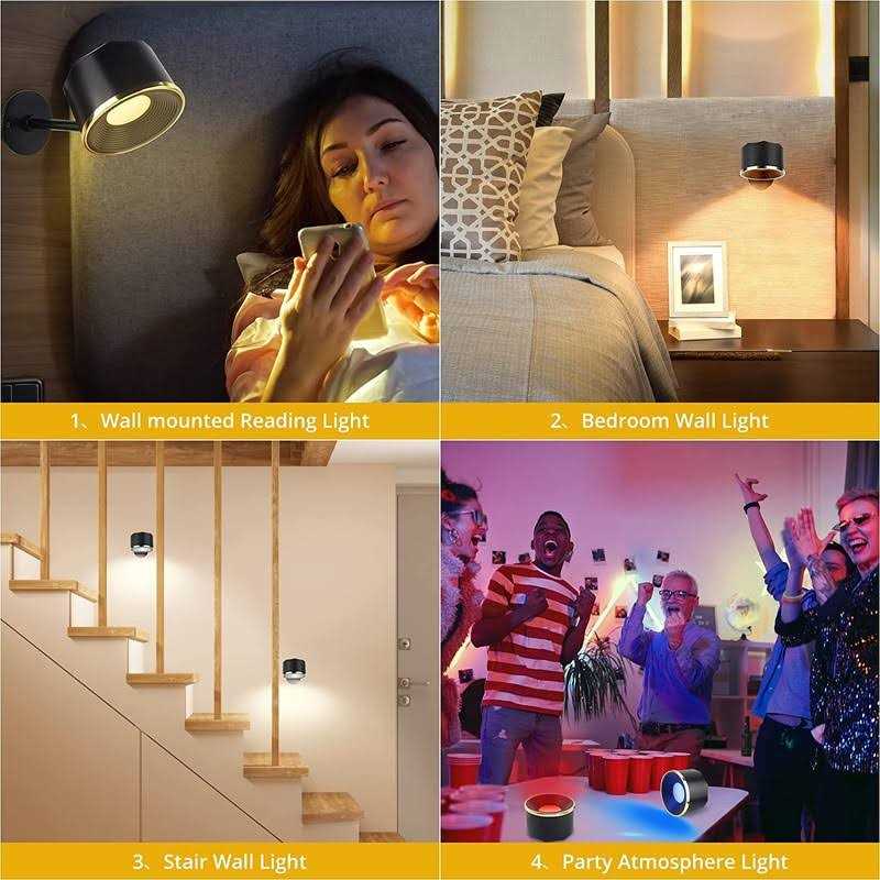 TBTeek Wall Light Set of 2 Rechargeable LED Wall Sconce with RGB Lights - Image 2