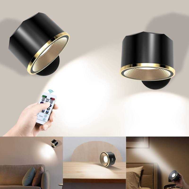 TBTeek Wall Light Set of 2 Rechargeable LED Wall Sconce with RGB Lights - Image 3