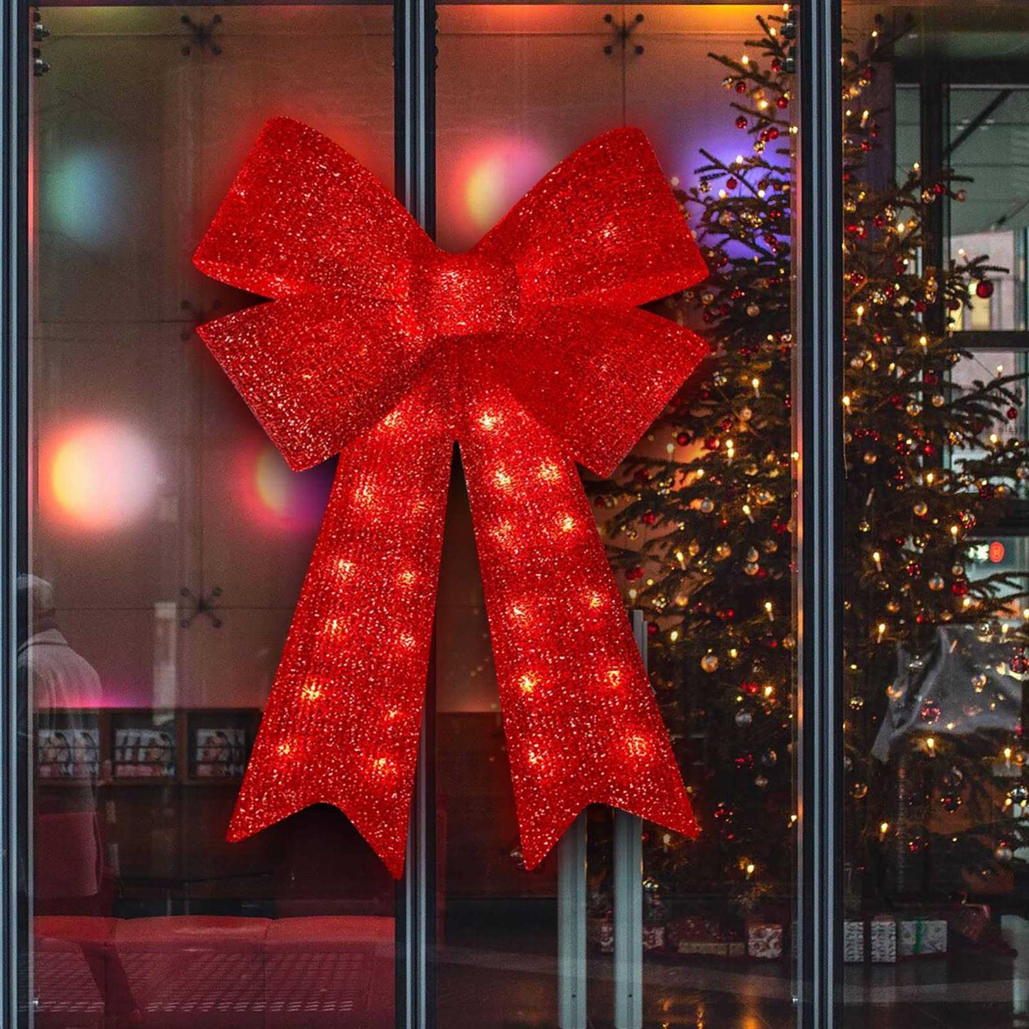 XMASLAND 32inch 72LED Twinkle Red Christmas Bows with LED Lights - Image 5