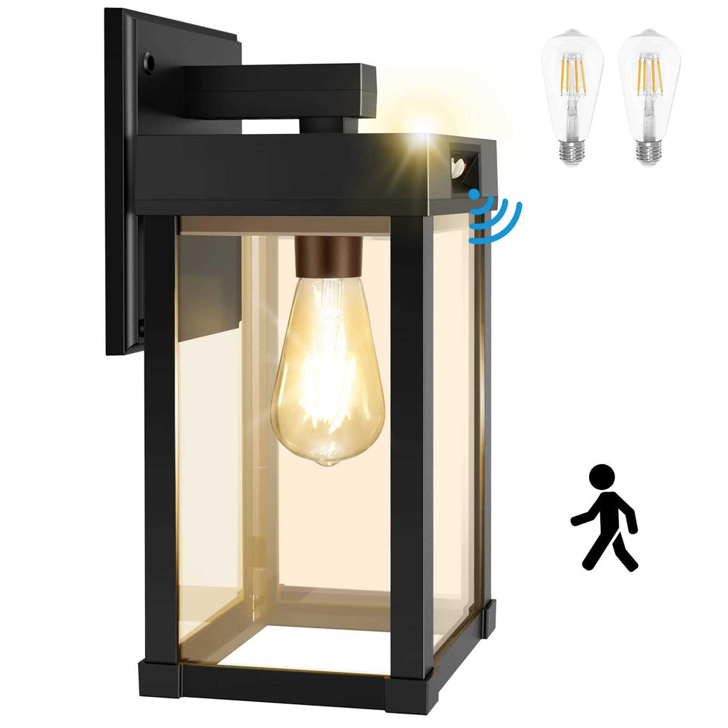 Solar Wall Lanterns Outdoor Aqonsie Solar Sconce Lights Outdoor with 3200K Warm Bulb & 6500K White Bulb