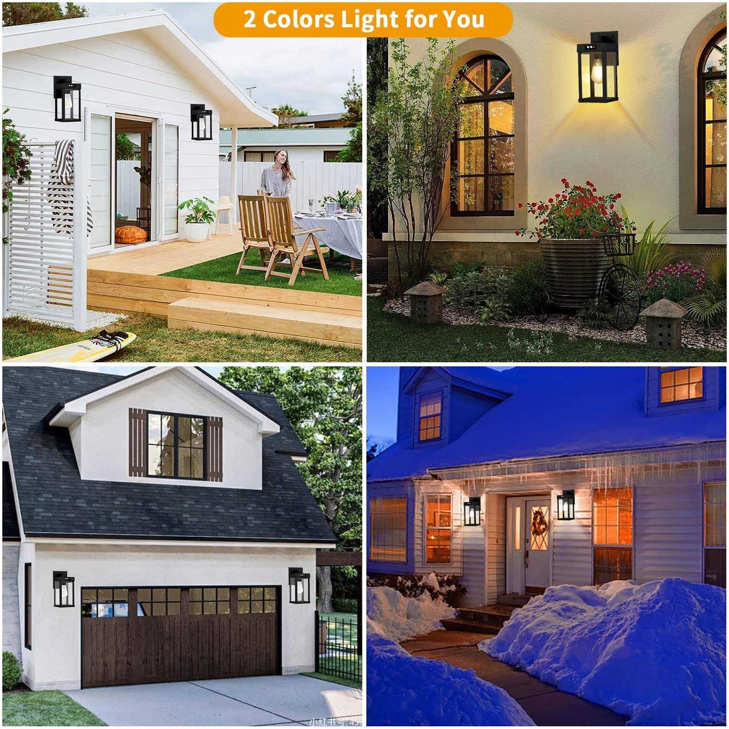 Solar Wall Lanterns Outdoor Aqonsie Solar Sconce Lights Outdoor with 3200K Warm Bulb & 6500K White Bulb - Image 3