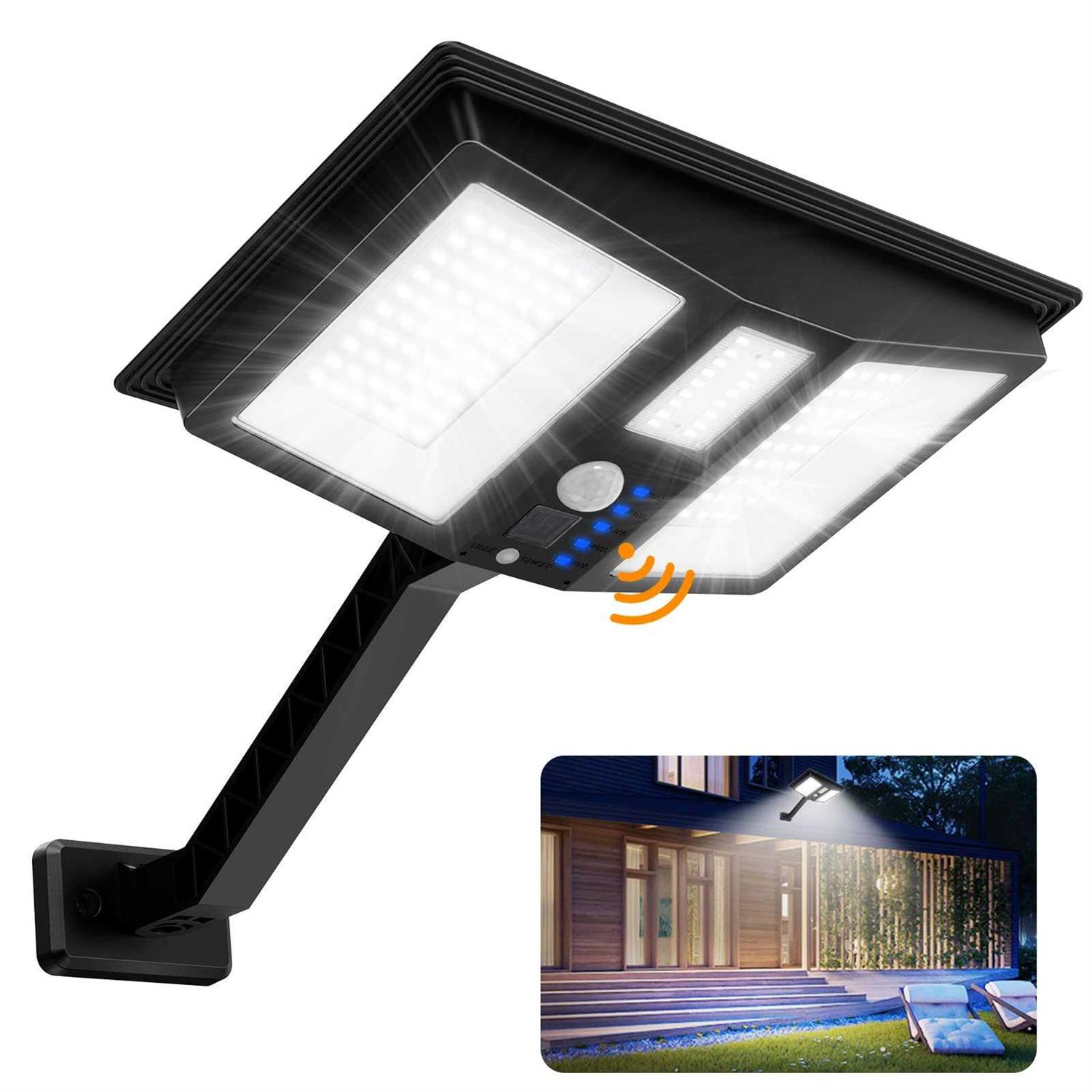 Solar Barn Lights Outdoor,138LEDs Solar Powered Shed Light with Motion Sensor&4 Lighting Modes Wall Mount Waterproof High Brightness Security