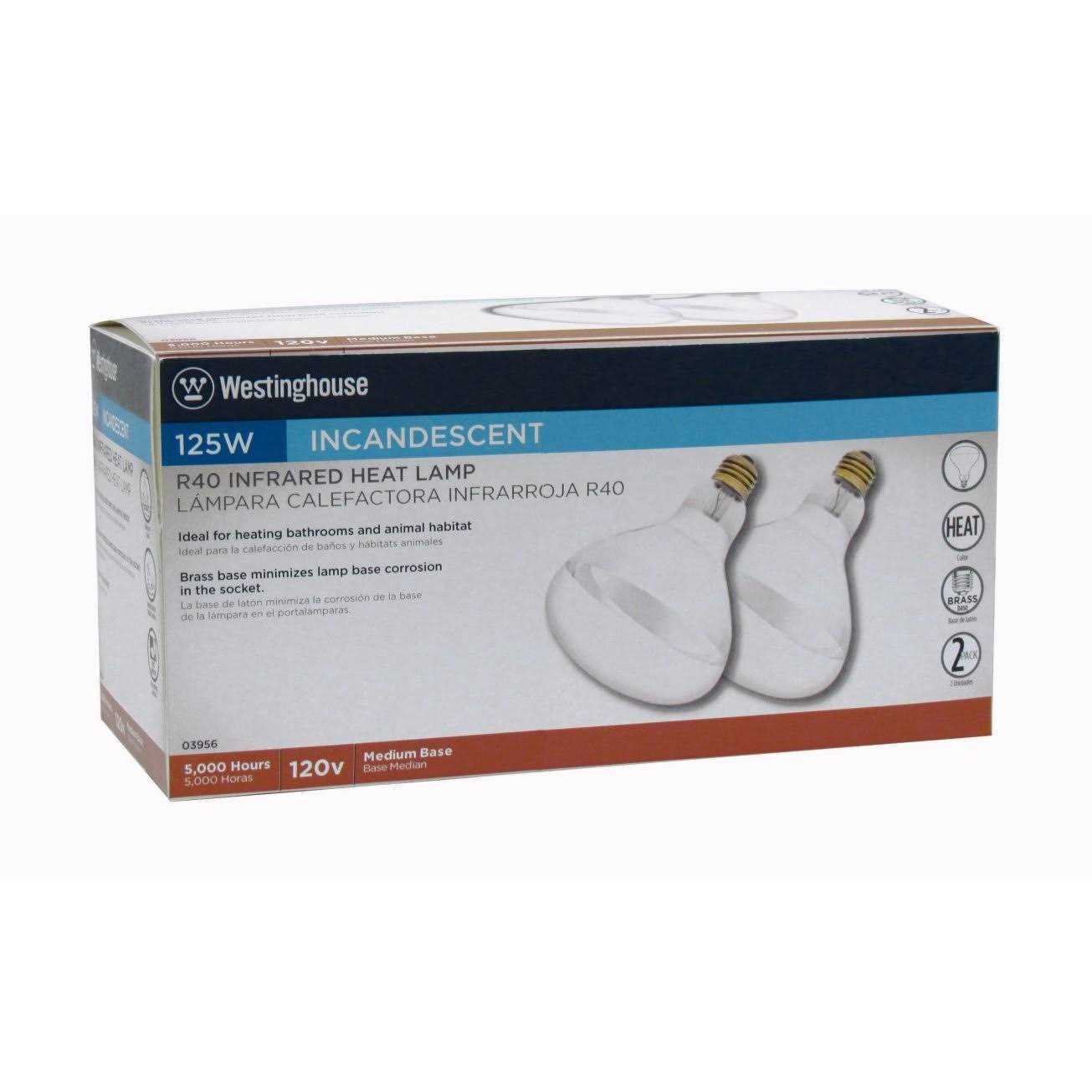 Westinghouse 03956 125 Watt R40 Infrared Heat Lamp Floodlight Bulb