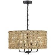 True Fine 4-Light Bohemian Hand Woven Drum Chandelier W20 inch x H75.6 inch