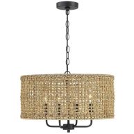 True Fine 4-Light Bohemian Hand Woven Drum Chandelier W20 inch x H75.6 inch